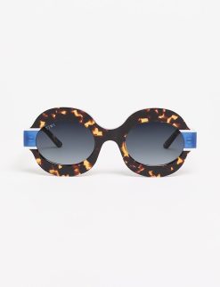 Paola - Tricolor Vintage Tortoise/Blue/Beige with Blue gradient lenses
